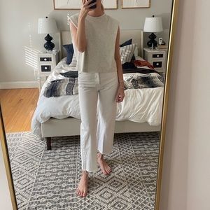 White High-rise wideleg jeans via Mango - size 2